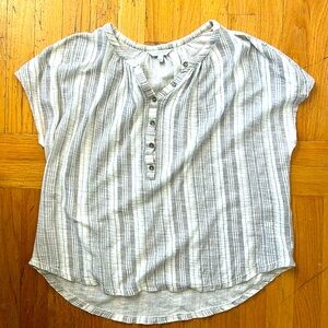 Lucky Brand Grey Striped Short Sleeve Shirt